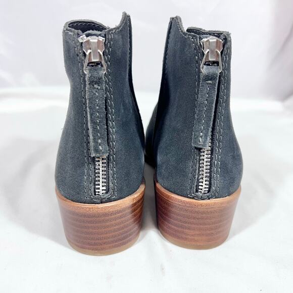 Dolce Vita Karsen Ankle Boots Booties Gray Suede Rubber Sole Heel Zipper Used - Picture 6 of 10